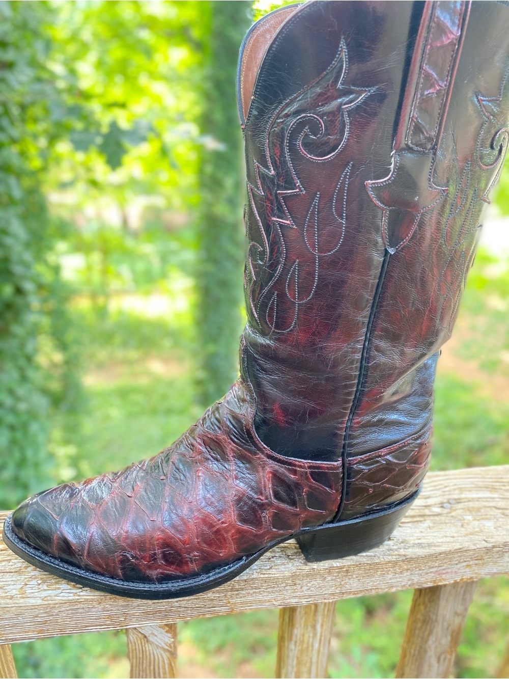 Lucchese Men's 9D Black Cherry Genuine Anteater 1994 Cowboy Western Boots Preban - Picture 12 of 12